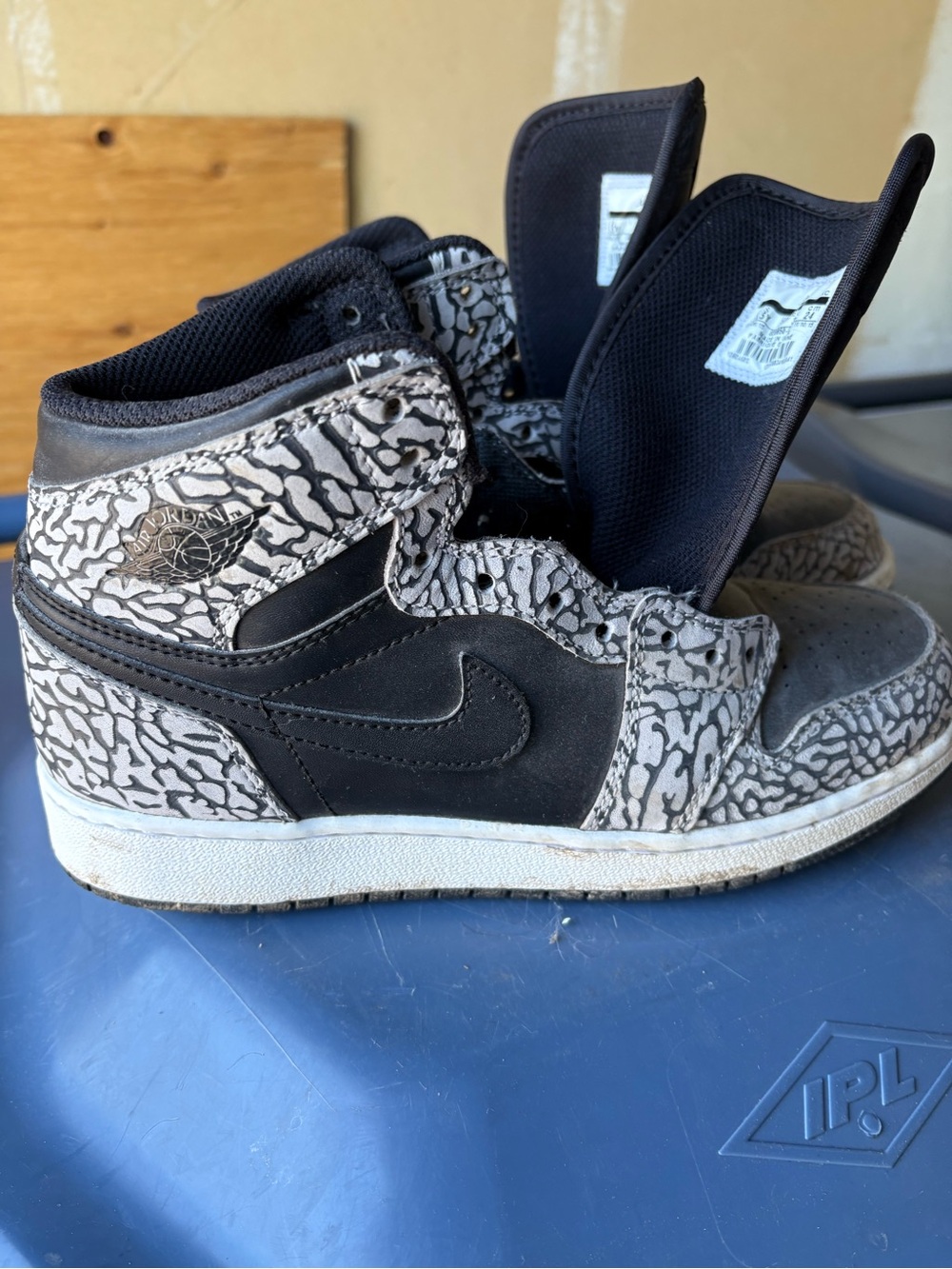 Nike Air Jordan 1 Mid Black and Gray Elephant Print